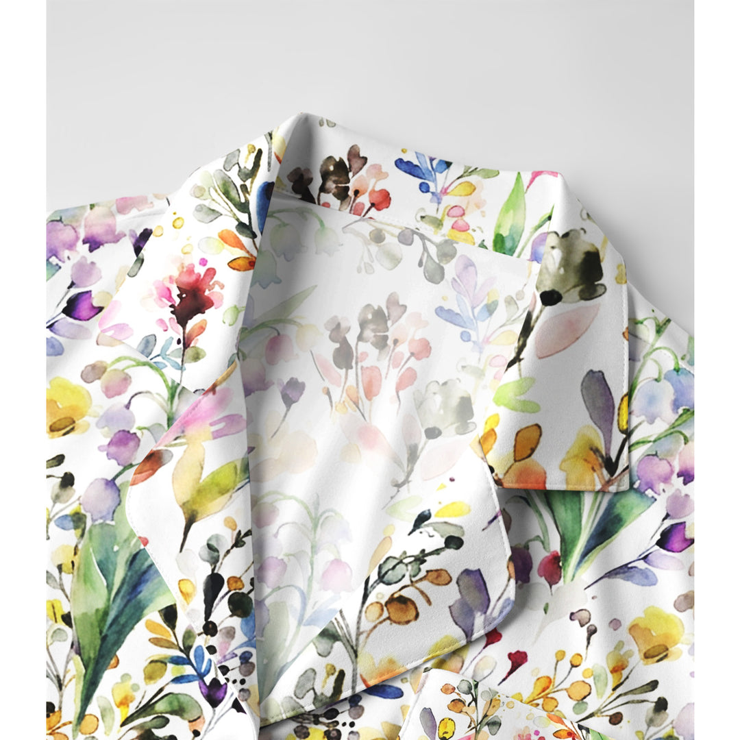 Watercolor Wildflower Garden Print Long Pajama Set  Sale - CottonPoppy