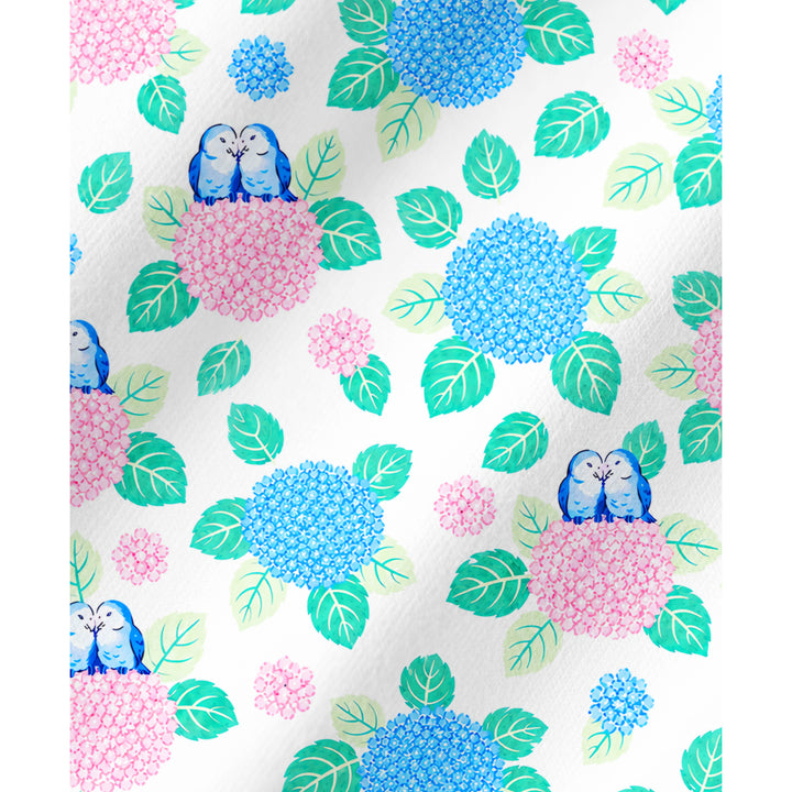 Hydrangea & Blue Bird Garden Print Long Pajama Set  Sale - CottonPoppy