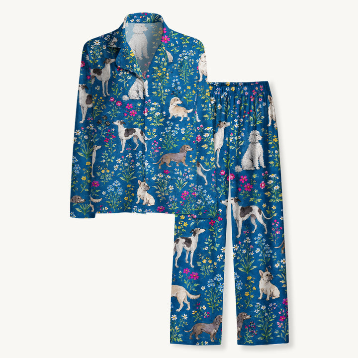 Black Cat & Pumpkin Patch Print Long Pajama Set  Sale - CottonPoppy