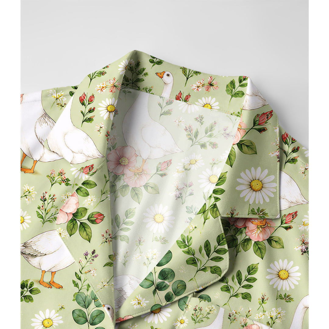 Pastoral Goose Garden Print Long Pajama Set  Sale - CottonPoppy