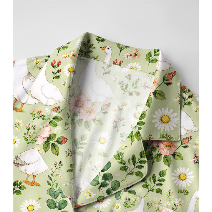Pastoral Goose Garden Print Long Pajama Set  Sale - CottonPoppy