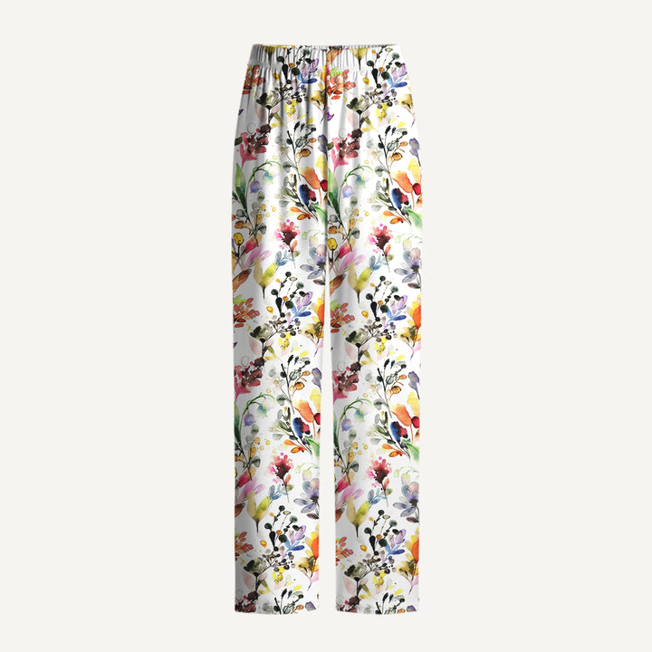 Watercolor Wildflower Garden Print Long Pajama Set  Sale - CottonPoppy