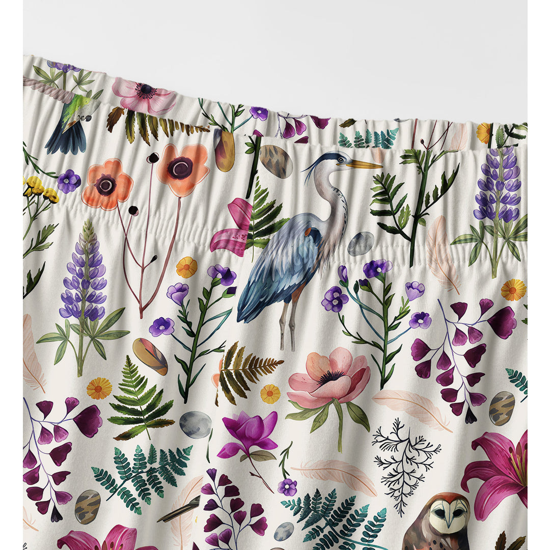 Whimsical Woodland Birds Wildflowers Print Long Pajama Set  Sale - CottonPoppy