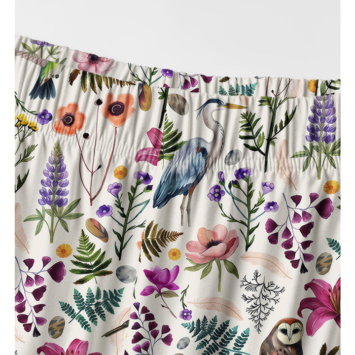 Whimsical Woodland Birds Wildflowers Print Long Pajama Set  Sale - CottonPoppy