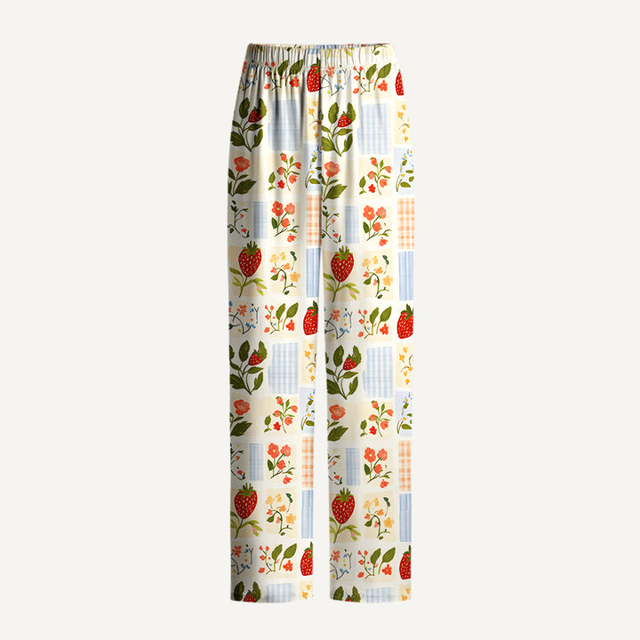 Strawberry Garden Patchwork Print Long Pajama Set  Sale - CottonPoppy