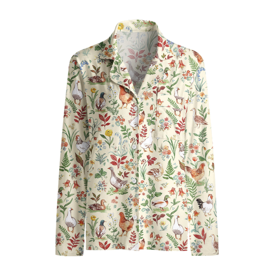 Countryside Garden Critter Print Long Pajama Set  Sale - CottonPoppy
