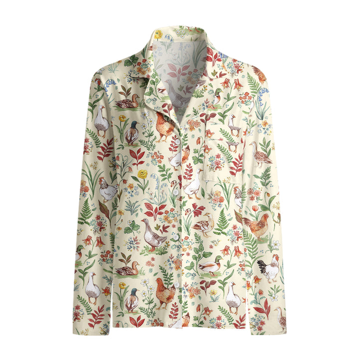 Countryside Garden Critter Print Long Pajama Set  Sale - CottonPoppy