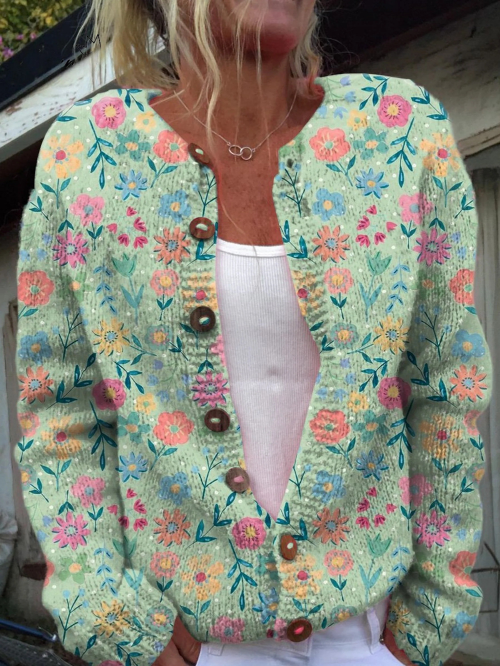 Foxfield | Kukkakuosinen vintageneuletakki | Anne Helsinki