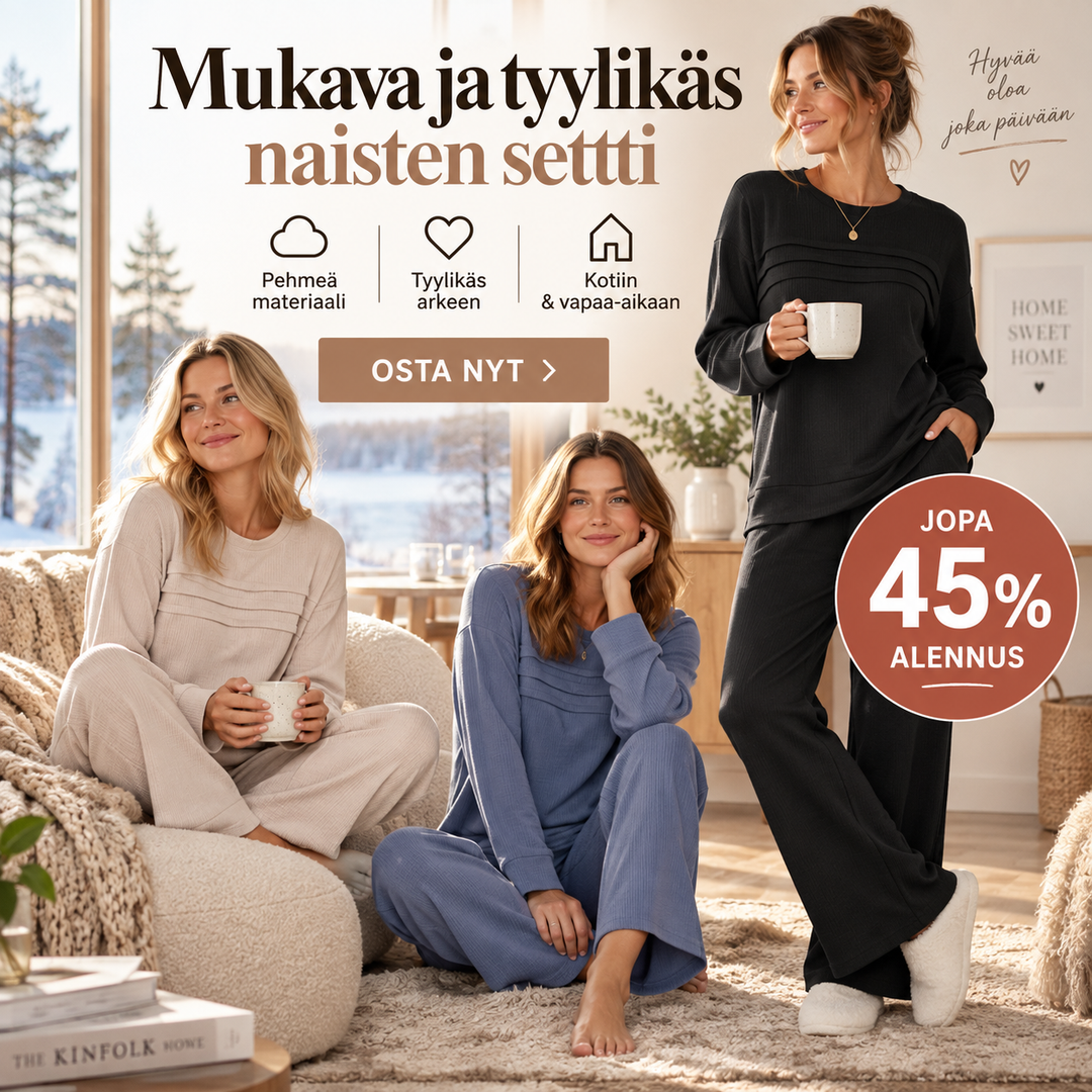 Vuokko | Pyöreäpääntiepaita ja nyörihousut | Anne Helsinki