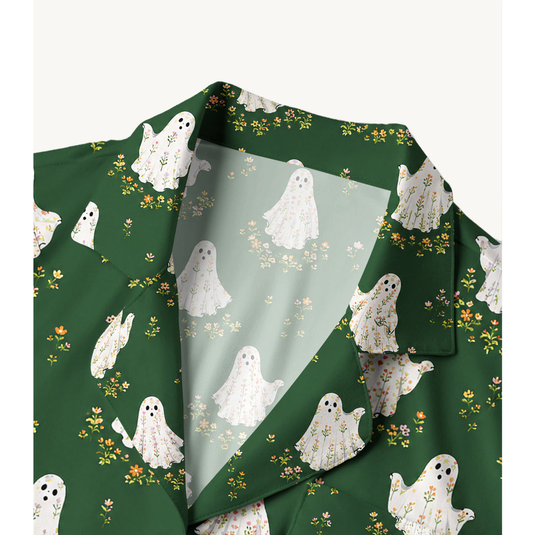 Black Cat & Pumpkin Patch Print Long Pajama Set  Sale - CottonPoppy