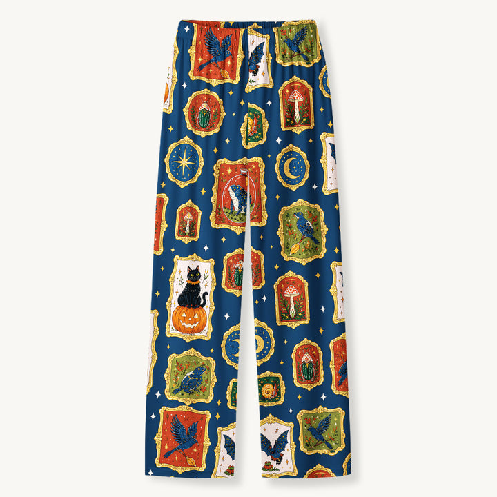 Black Cat & Pumpkin Patch Print Long Pajama Set  Sale - CottonPoppy