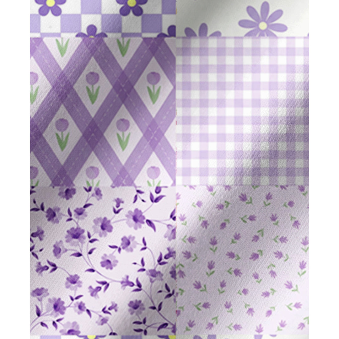 Lavender Daisy & Gingham Print Long Pajama Set  Sale - CottonPoppy