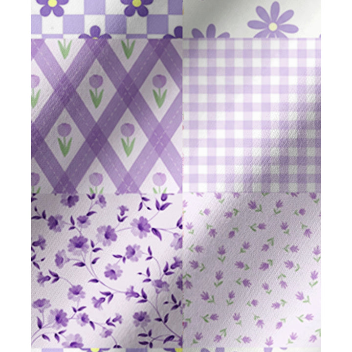 Lavender Daisy & Gingham Print Long Pajama Set  Sale - CottonPoppy