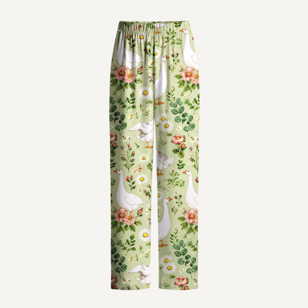 Pastoral Goose Garden Print Long Pajama Set  Sale - CottonPoppy