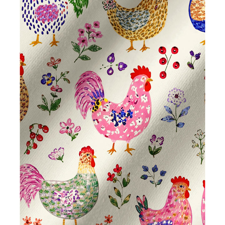 Colorful Farm Chickens Print Long Pajama Set  Sale - CottonPoppy