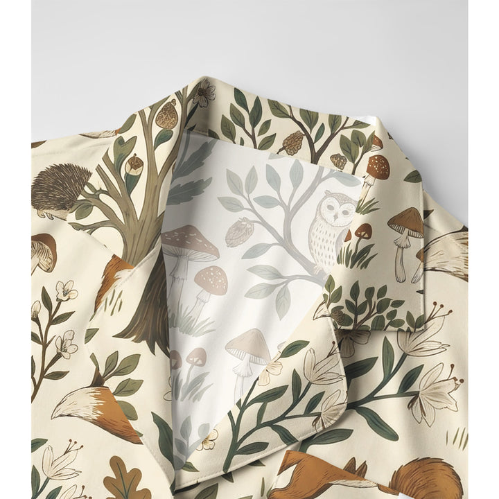 Woodland Creatures Print Long Pajama Set  Sale - CottonPoppy