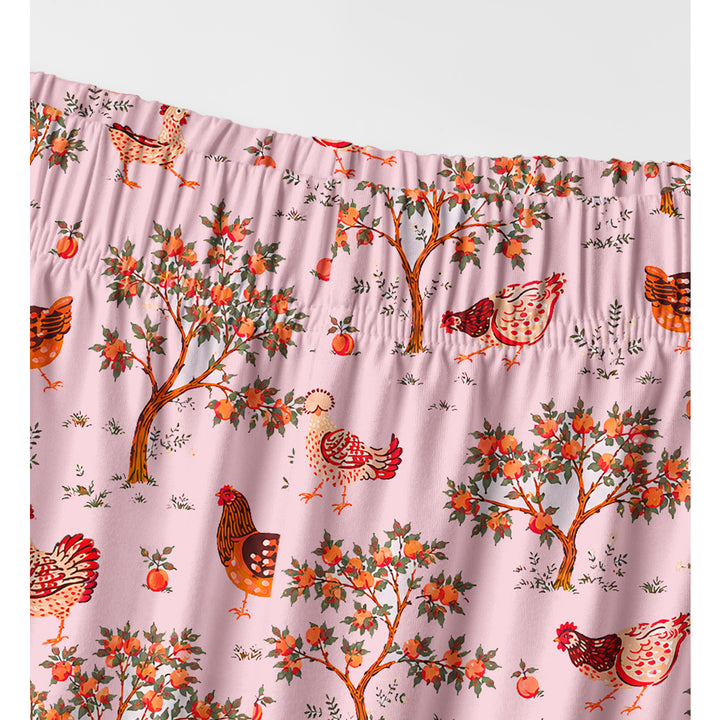 Country Chicken & Orchard Print Long Pajama Set  Sale - CottonPoppy