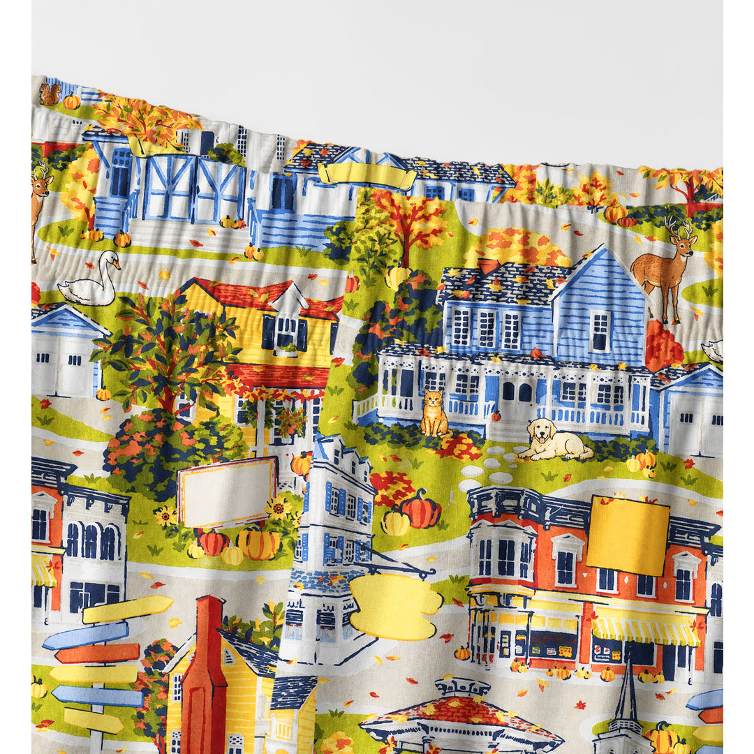 Autumn Village & Woodland Animals Print Long Pajama Set  Sale - CottonPoppy