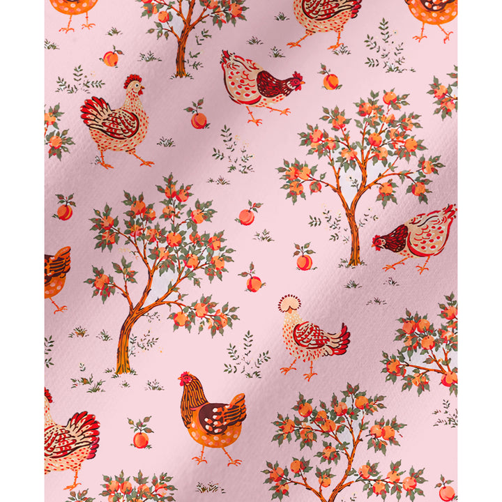 Country Chicken & Orchard Print Long Pajama Set  Sale - CottonPoppy