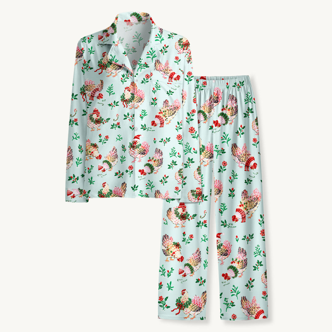 Black Cat & Pumpkin Patch Print Long Pajama Set  Sale - CottonPoppy