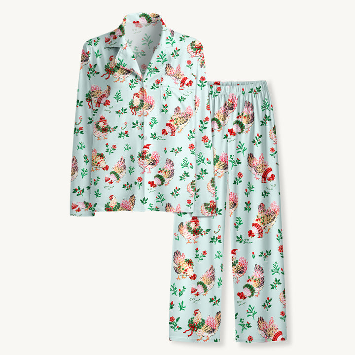 Black Cat & Pumpkin Patch Print Long Pajama Set  Sale - CottonPoppy