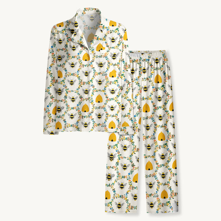 Black Cat & Pumpkin Patch Print Long Pajama Set  Sale - CottonPoppy