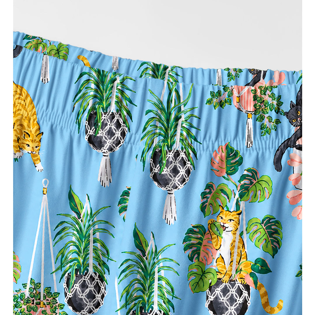 Black Cat & Pumpkin Patch Print Long Pajama Set  Sale - CottonPoppy