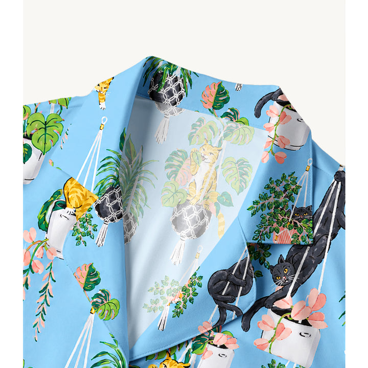 Black Cat & Pumpkin Patch Print Long Pajama Set  Sale - CottonPoppy