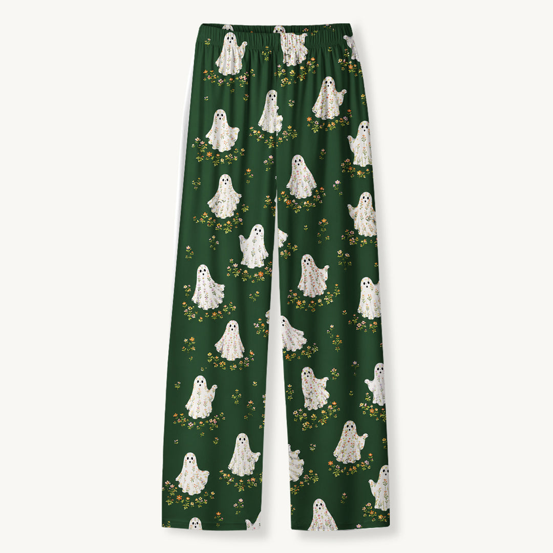 Black Cat & Pumpkin Patch Print Long Pajama Set  Sale - CottonPoppy