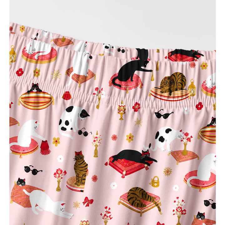 Black Cat & Pumpkin Patch Print Long Pajama Set  Sale - CottonPoppy