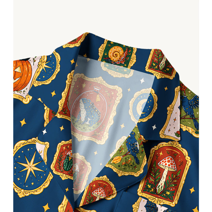 Black Cat & Pumpkin Patch Print Long Pajama Set  Sale - CottonPoppy