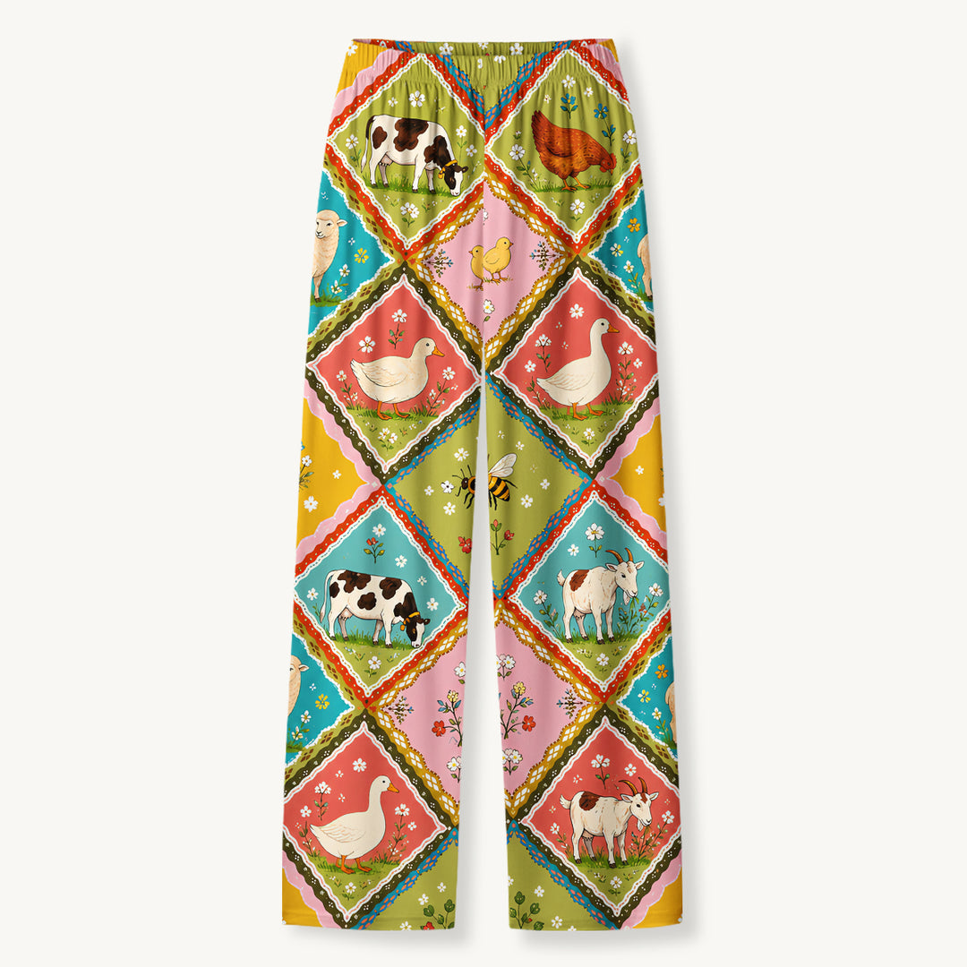 Black Cat & Pumpkin Patch Print Long Pajama Set  Sale - CottonPoppy