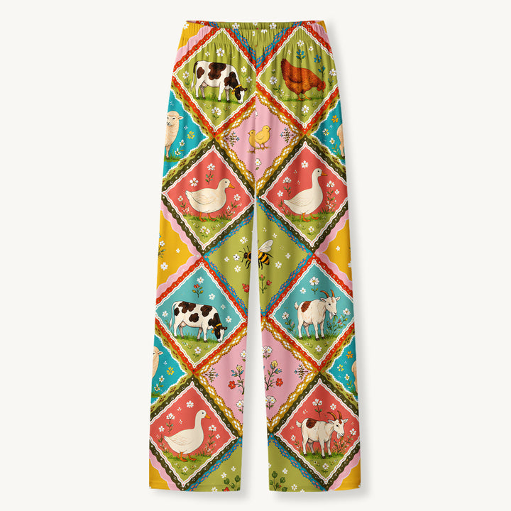 Black Cat & Pumpkin Patch Print Long Pajama Set  Sale - CottonPoppy