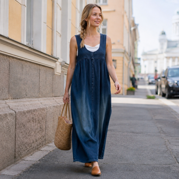 Ronja - Vintage Maksimekko Farkkukankaasta