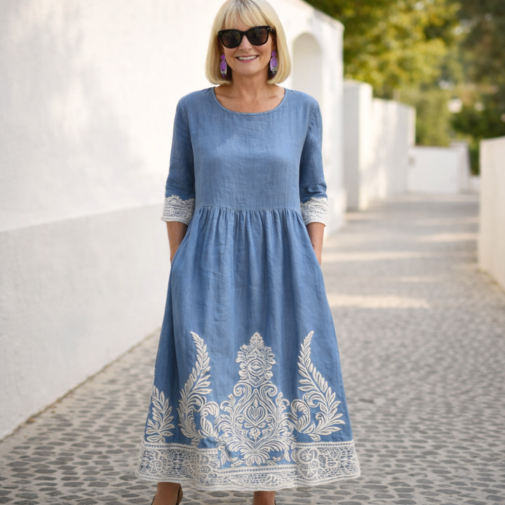 Nelly | Maxi mekko - kukallinen kuosi | Anne Helsinki