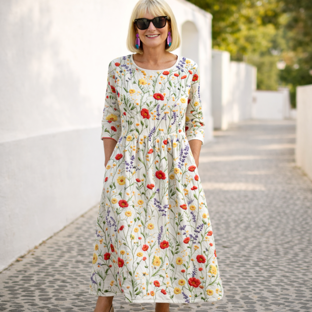 Nelly | Maxi mekko - kukallinen kuosi | Anne Helsinki