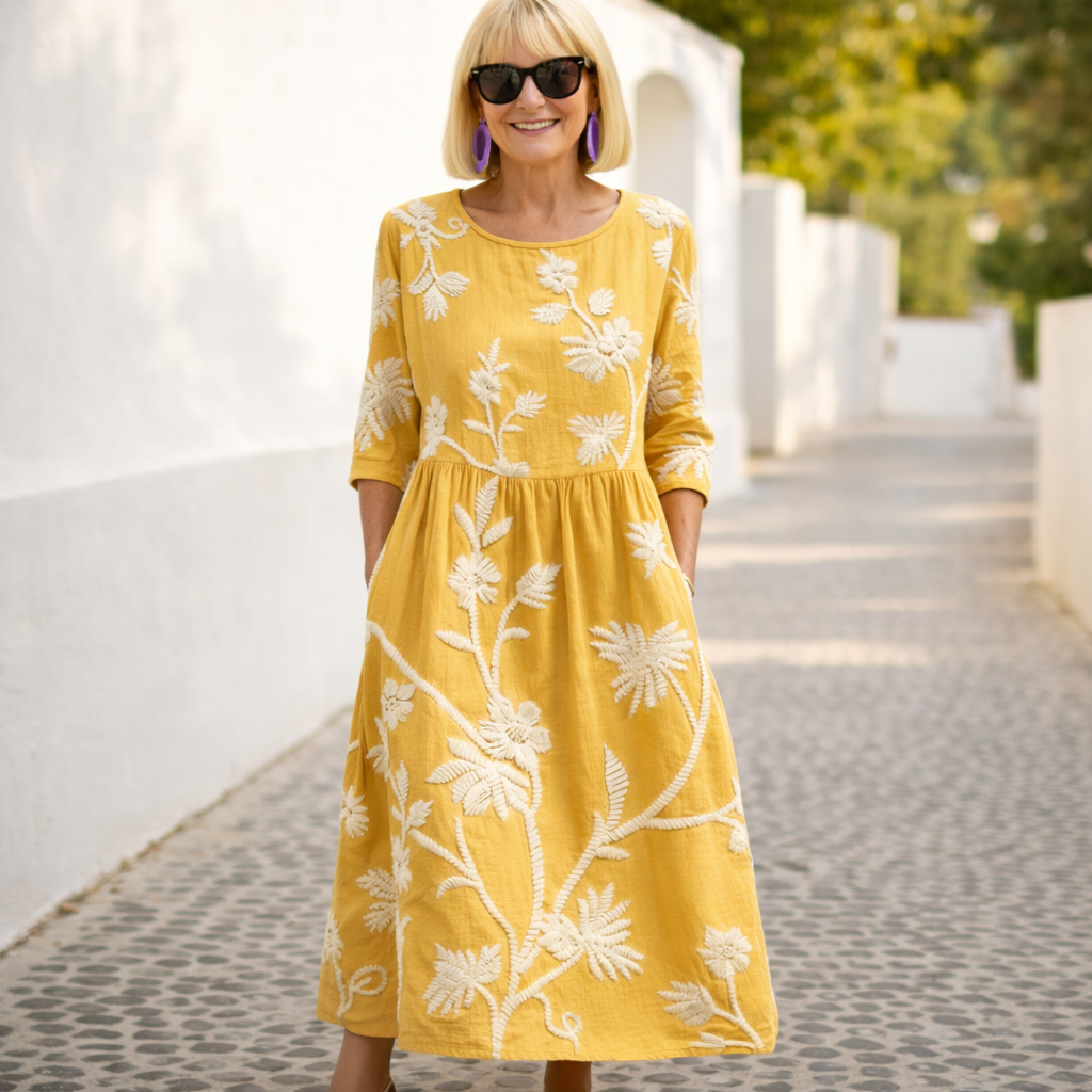 Nelly | Maxi mekko - kukallinen kuosi | Anne Helsinki