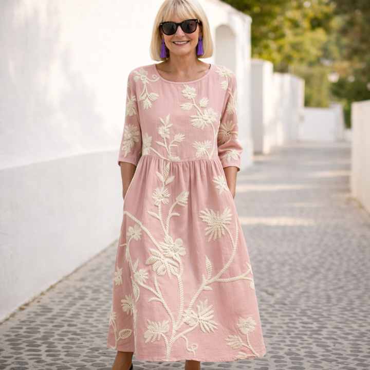 Nelly | Maxi mekko - kukallinen kuosi | Anne Helsinki