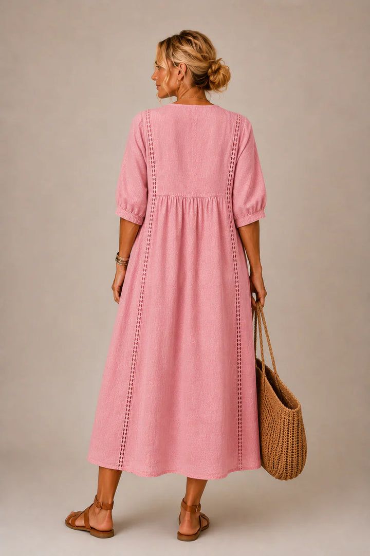 Sefi | Pellava-puuvilla-midimekko | Anne Helsinki