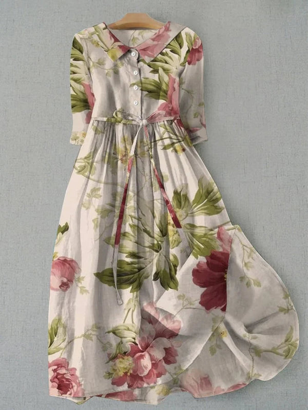 Naisten Mekko | Vintage kukallinen nauhakiinnitteinen häävieraan kesämekko | Anne Helsinki