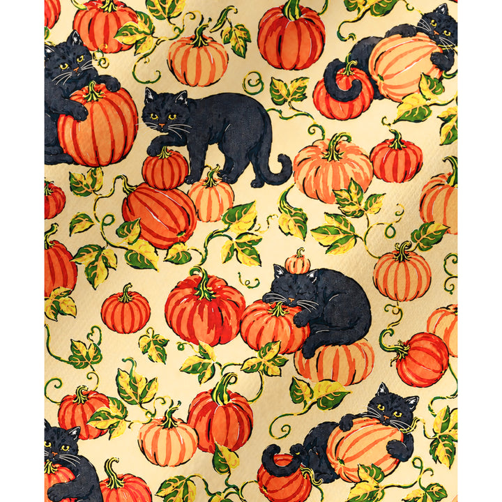 Black Cat & Pumpkin Patch Print Long Pajama Set  Sale - CottonPoppy