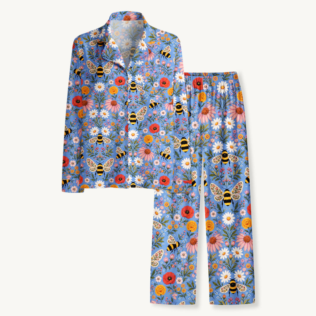 Black Cat & Pumpkin Patch Print Long Pajama Set  Sale - CottonPoppy