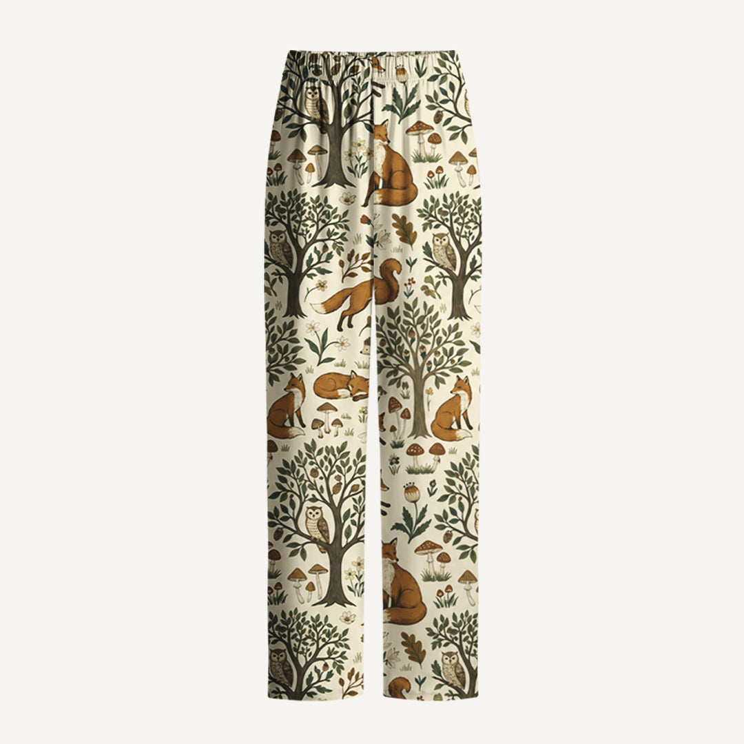 Woodland Creatures Print Long Pajama Set  Sale - CottonPoppy