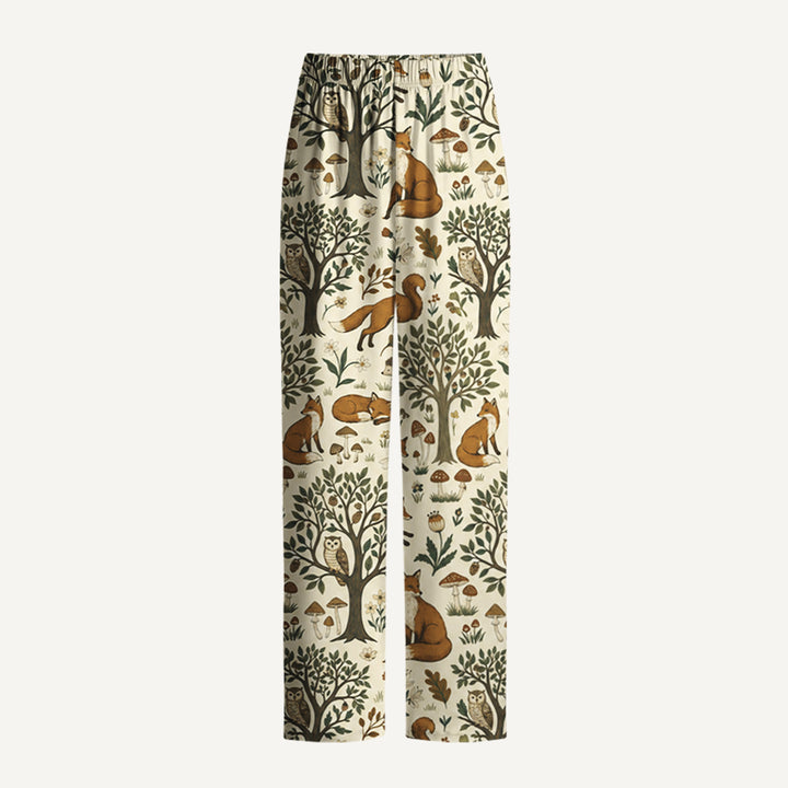 Woodland Creatures Print Long Pajama Set  Sale - CottonPoppy