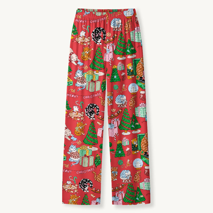 Black Cat & Pumpkin Patch Print Long Pajama Set  Sale - CottonPoppy