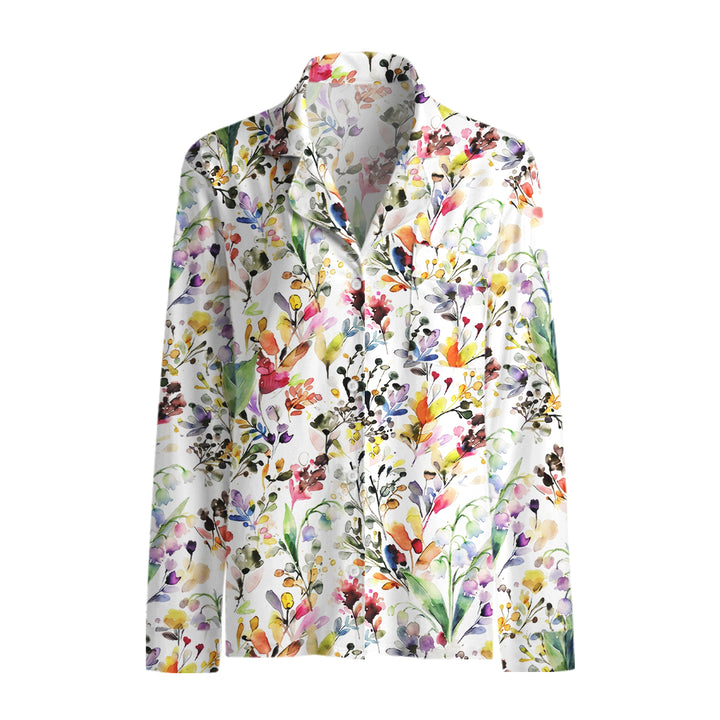 Watercolor Wildflower Garden Print Long Pajama Set  Sale - CottonPoppy