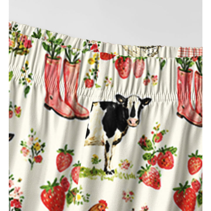 Watercolor Pink Farm Chicken Print Long Pajama Set  Sale - CottonPoppy