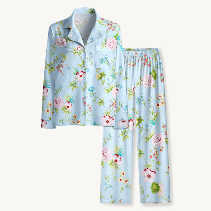 Black Cat & Pumpkin Patch Print Long Pajama Set  Sale - CottonPoppy