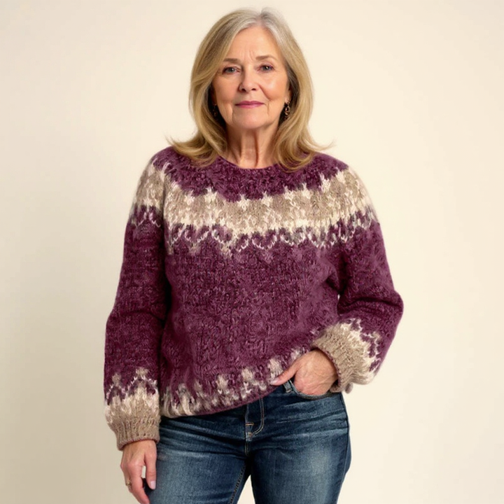 Noora | Punainen neulepusero | Anne Helsinki