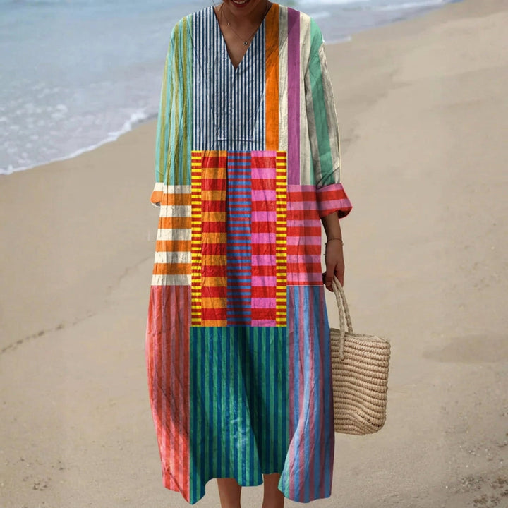 Eeva – Monivärinen Patchwork-Maksimekko